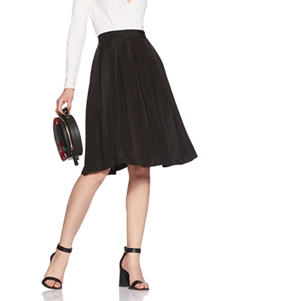 EUC Black Forever 21 Women's Pleated Midi Skirt